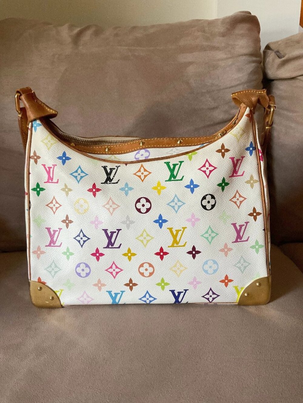 Louis Vuitton Vintage Multicolore Multicolor Boulogne Hobo Bag White Murakami - Picture 2 of 16